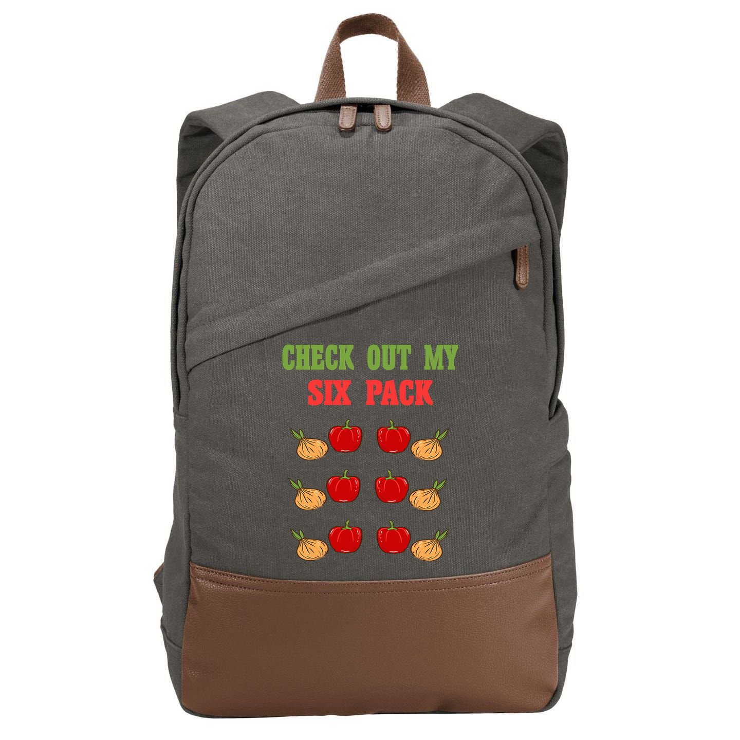 Check Out My Six 6 Pack Onion Paprika Weightlift Gift Cotton Canvas Backpack