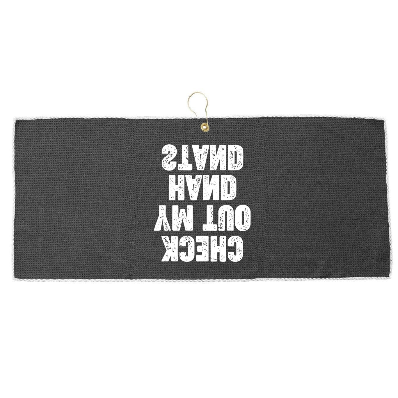 Check Out My Handstand Funny Cheerleader Dancer Soccer Large Microfiber Waffle Golf Towel