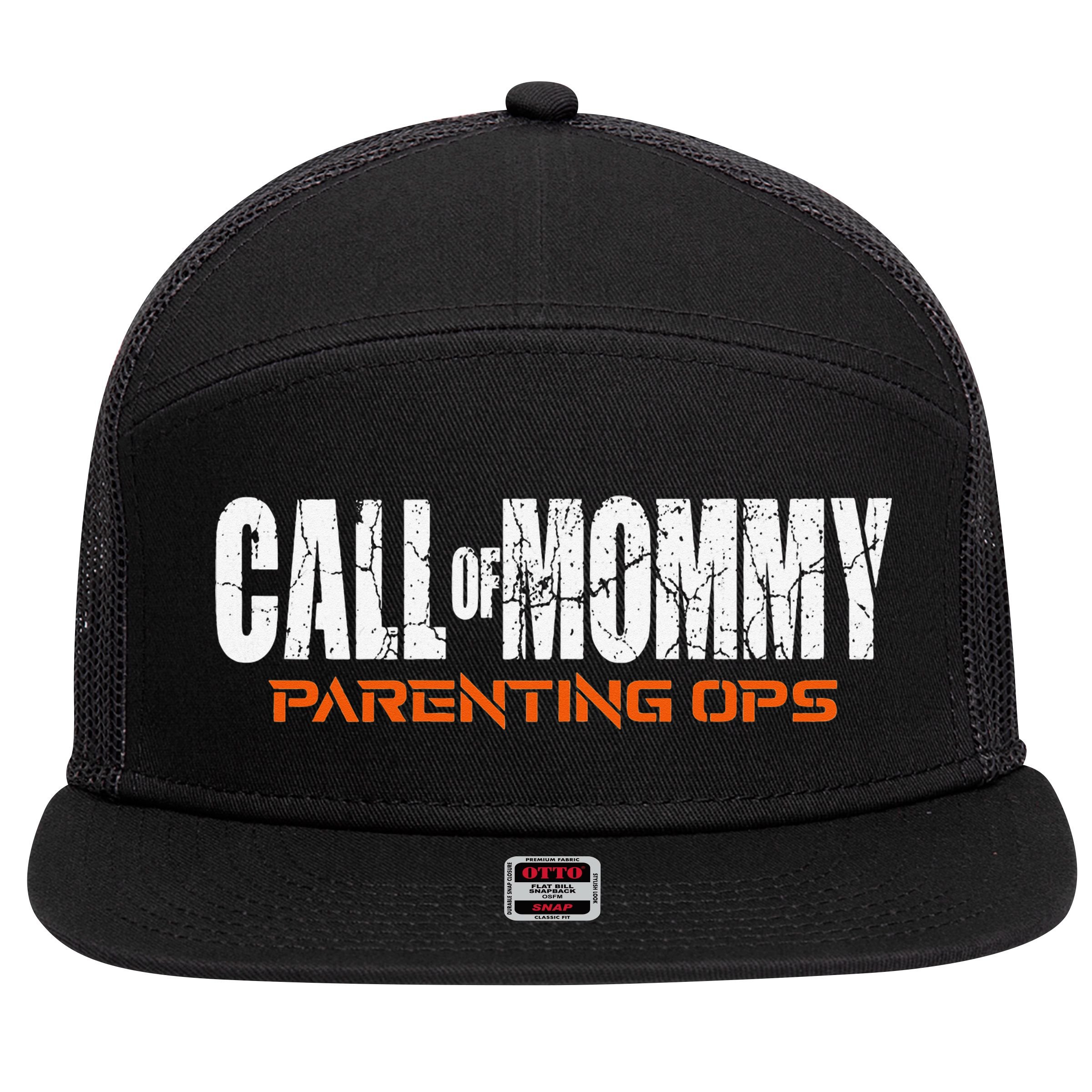 Call Of Mommy Parenting Ops Funny Gamer Mom Mother's Day 7 Panel Mesh Trucker Snapback Hat