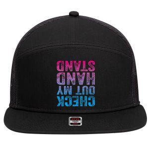 Check Out My Handstand Gymnast Yoga Funny Gymnastics 7 Panel Mesh Trucker Snapback Hat