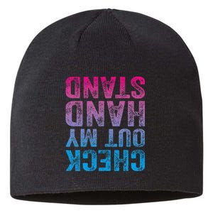 Check Out My Handstand Gymnast Yoga Funny Gymnastics Sustainable Beanie