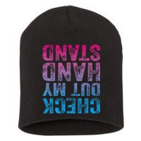 Check Out My Handstand Gymnast Yoga Funny Gymnastics Short Acrylic Beanie