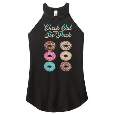 Check Out My Six Pack Funny Donut Women’s Perfect Tri Rocker Tank