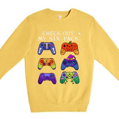 Check Out My 6 Six Pack Video Game Halloween Gamers Premium Crewneck Sweatshirt