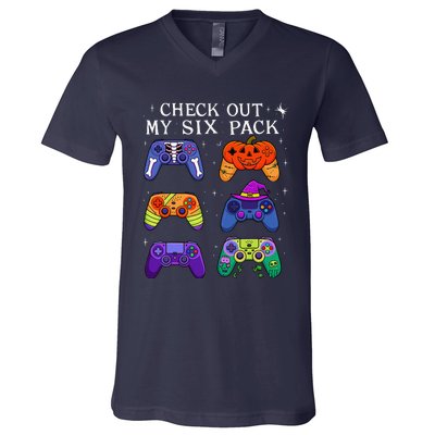 Check Out My 6 Six Pack Video Game Halloween Gamers V-Neck T-Shirt