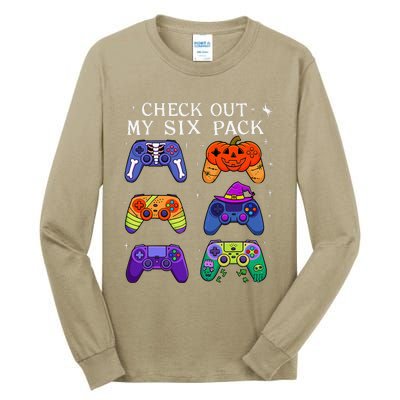 Check Out My 6 Six Pack Video Game Halloween Gamers Tall Long Sleeve T-Shirt