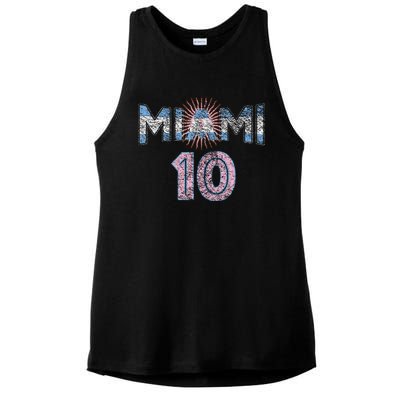 City Of Miami Argentina Blue Pink Sun 10 Flag Ladies PosiCharge Tri-Blend Wicking Tank