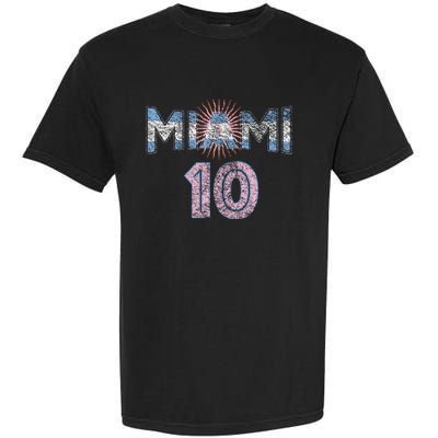 City Of Miami Argentina Blue Pink Sun 10 Flag Garment-Dyed Heavyweight T-Shirt