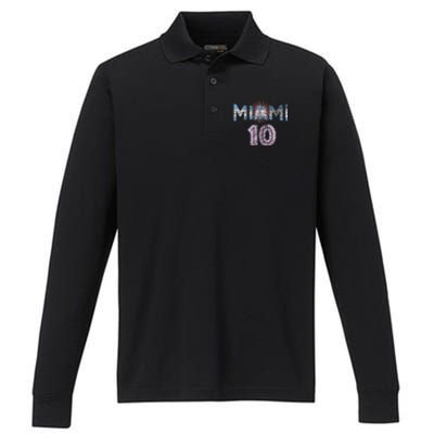 City Of Miami Argentina Blue Pink Sun 10 Flag Performance Long Sleeve Polo