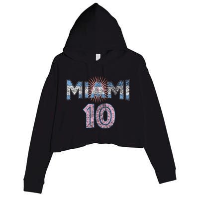 City Of Miami Argentina Blue Pink Sun 10 Flag Crop Fleece Hoodie