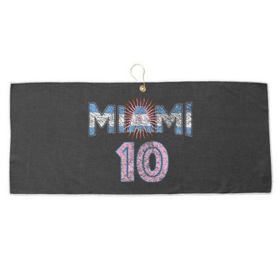 City Of Miami Argentina Blue Pink Sun 10 Flag Large Microfiber Waffle Golf Towel