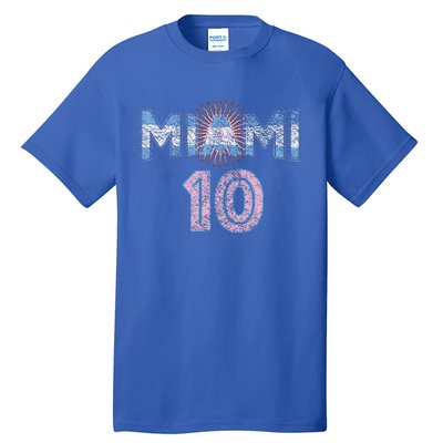 City Of Miami Argentina Blue Pink Sun 10 Flag Tall T-Shirt