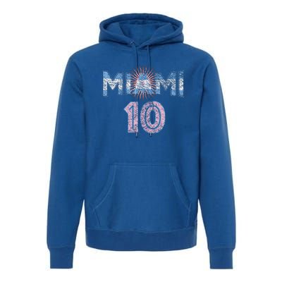 City Of Miami Argentina Blue Pink Sun 10 Flag Premium Hoodie