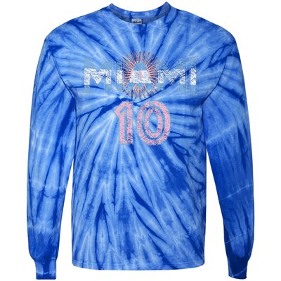 City Of Miami Argentina Blue Pink Sun 10 Flag Tie-Dye Long Sleeve Shirt