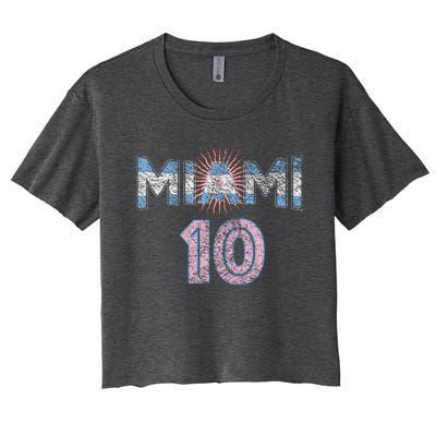 City Of Miami Argentina Blue Pink Sun 10 Flag Women's Crop Top Tee