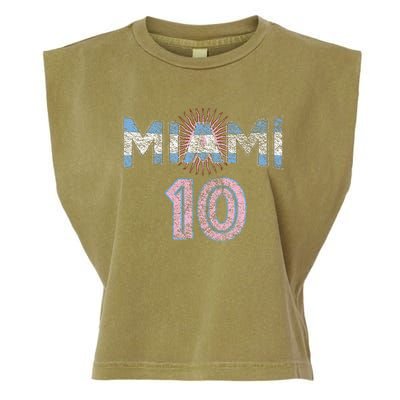 City Of Miami Argentina Blue Pink Sun 10 Flag Garment-Dyed Women's Muscle Tee