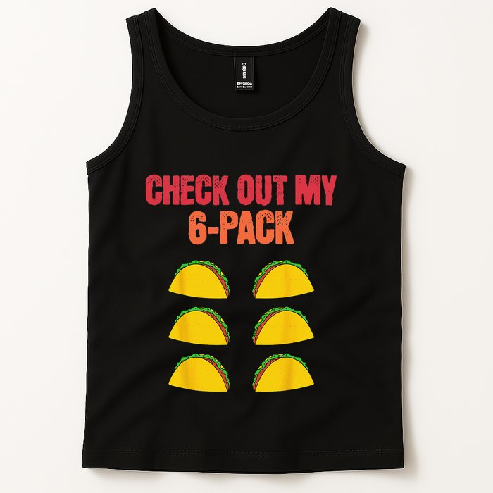 Check Out My Six 6 Pack With Tacos For Cinco de Mayo Funny Tank Top