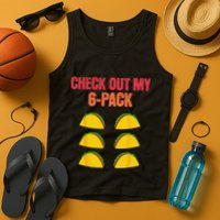 Check Out My Six 6 Pack With Tacos For Cinco de Mayo Funny Tank Top