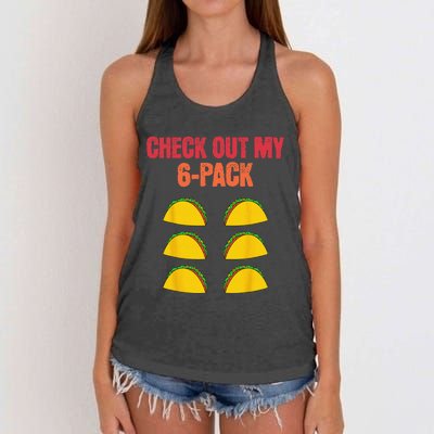 Check Out My Six 6 Pack With Tacos For Cinco de Mayo Funny Women's Knotted Racerback Tank