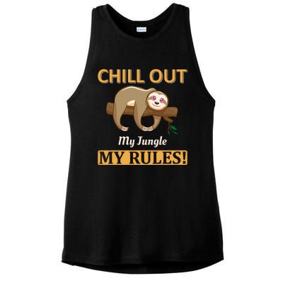 Chill Out My Jungle My Rules Ladies PosiCharge Tri-Blend Wicking Tank