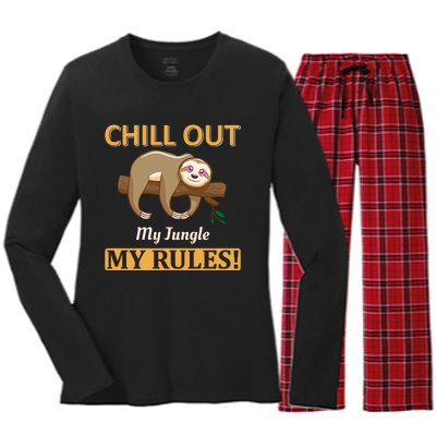 Chill Out My Jungle My Rules Women's Long Sleeve Flannel Pajama Set 