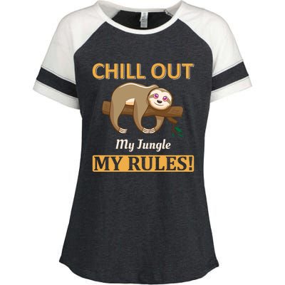 Chill Out My Jungle My Rules Enza Ladies Jersey Colorblock Tee