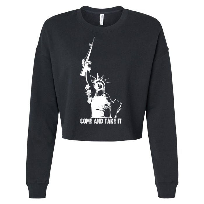 Come & Take It Liberty Gun & Second Amendment Cropped Pullover Crew
