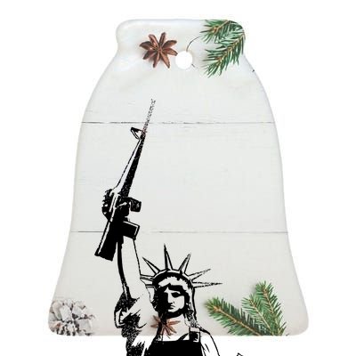 Come & Take It Liberty Gun & Second Amendment Ceramic Bell Ornament