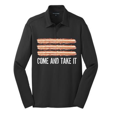 Come and Take It Bacon Silk Touch Performance Long Sleeve Polo