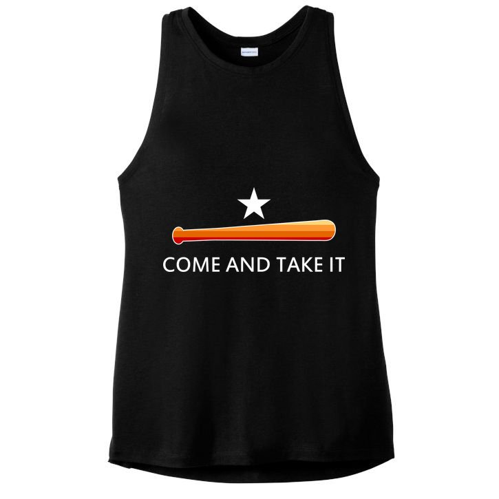 Come and Take It Houston Vintage Baseball Bat Flag Ladies PosiCharge Tri-Blend Wicking Tank