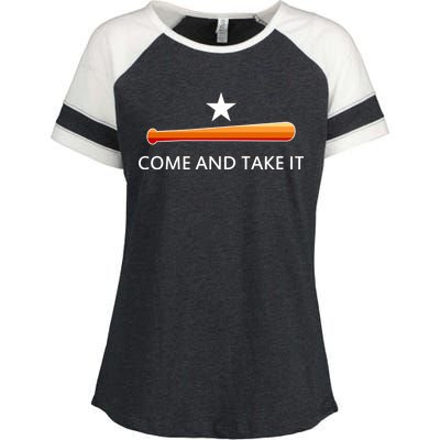 Come and Take It Houston Vintage Baseball Bat Flag Enza Ladies Jersey Colorblock Tee