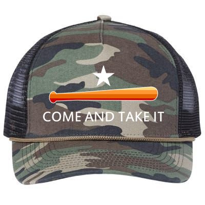 Come and Take It Houston Vintage Baseball Bat Flag Retro Rope Trucker Hat Cap