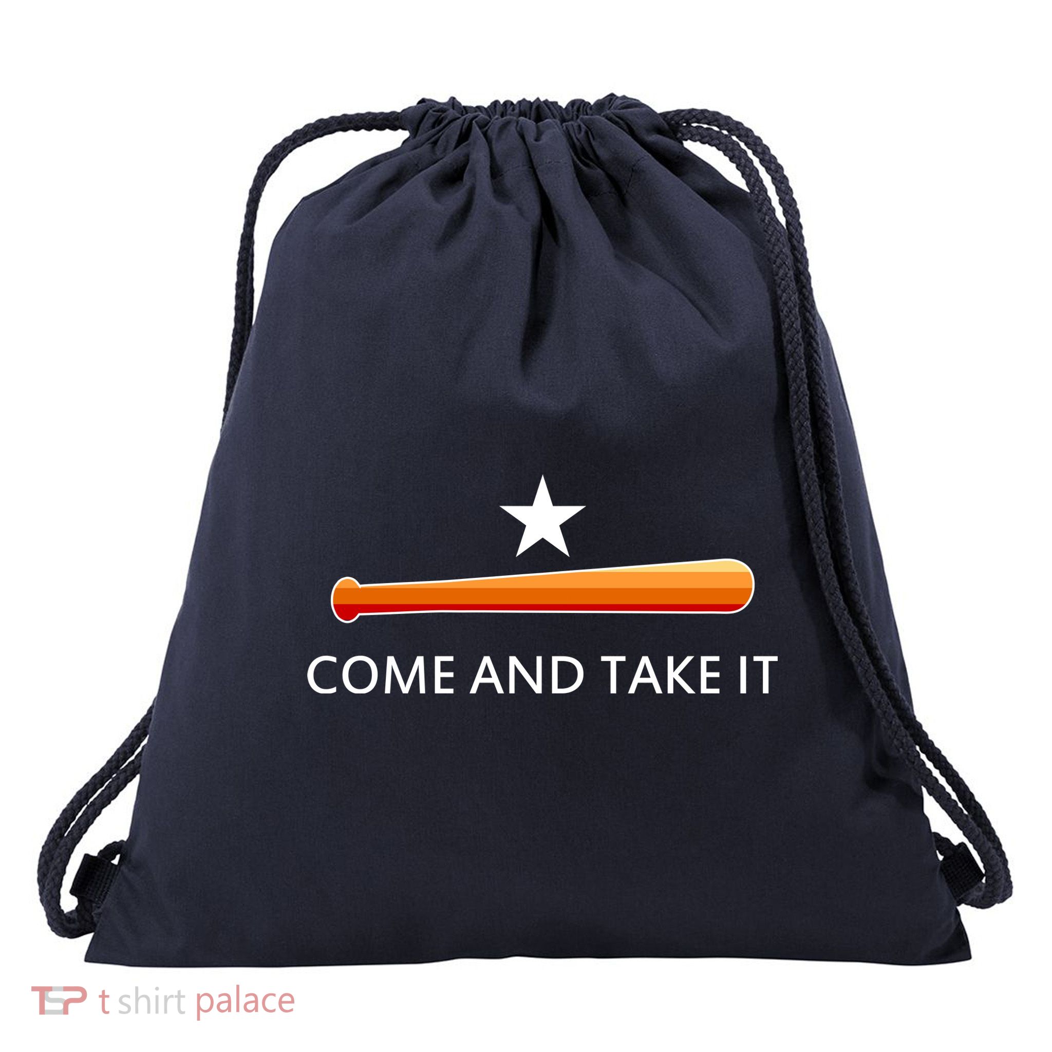 Come and Take It Houston Vintage Baseball Bat Flag Drawstring Bag