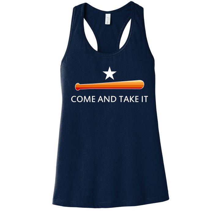 Come and Take It Houston Vintage Baseball Bat Flag Women's Racerback Tank