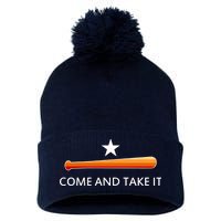 Come and Take It Houston Vintage Baseball Bat Flag Pom Pom 12in Knit Beanie