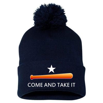 Come and Take It Houston Vintage Baseball Bat Flag Pom Pom 12in Knit Beanie