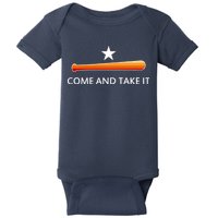 Come and Take It Houston Vintage Baseball Bat Flag Baby Bodysuit