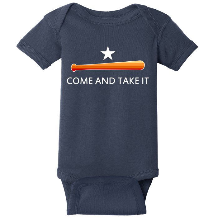 Come and Take It Houston Vintage Baseball Bat Flag Baby Bodysuit