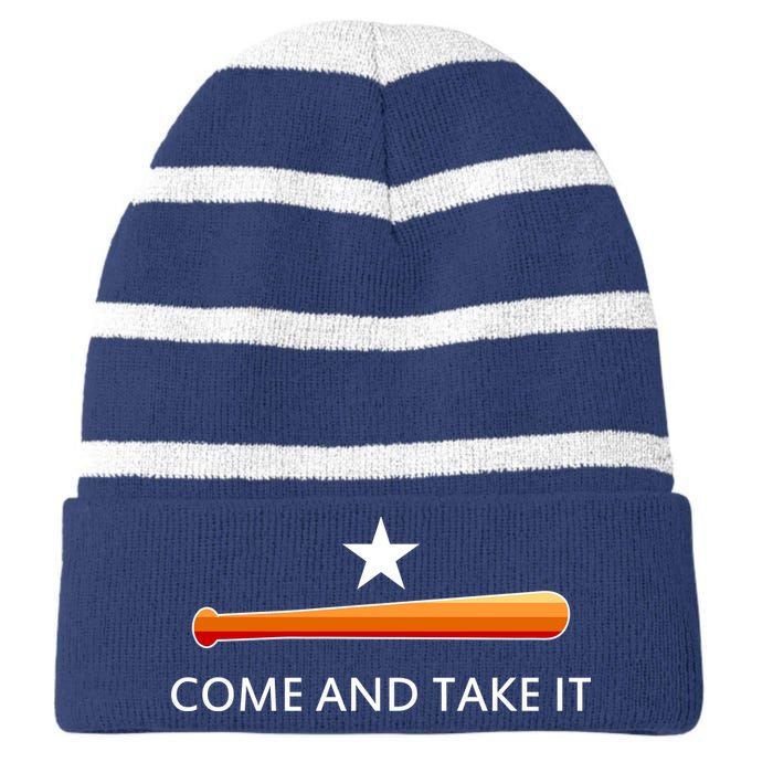 Come and Take It Houston Vintage Baseball Bat Flag Striped Beanie with Solid Band