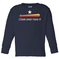 Come and Take It Houston Vintage Baseball Bat Flag Toddler Long Sleeve Shirt