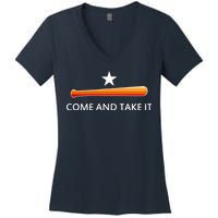 Come and Take It Houston Vintage Baseball Bat Flag Women's V-Neck T-Shirt