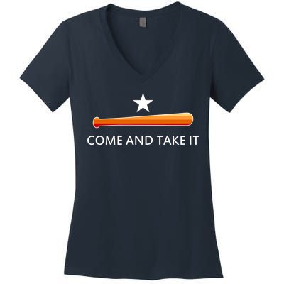 Come and Take It Houston Vintage Baseball Bat Flag Women's V-Neck T-Shirt