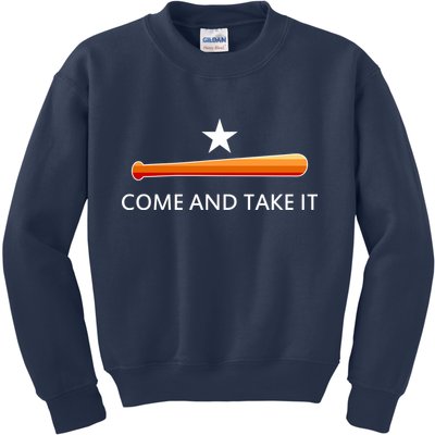 Come and Take It Houston Vintage Baseball Bat Flag Kids Sweatshirt