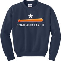 Come and Take It Houston Vintage Baseball Bat Flag Kids Sweatshirt