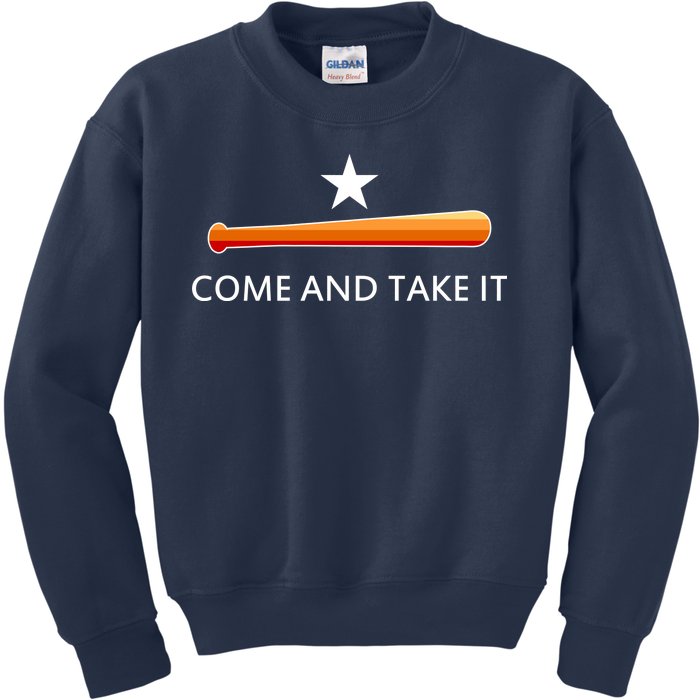 Come and Take It Houston Vintage Baseball Bat Flag Kids Sweatshirt