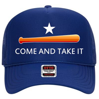 Come and Take It Houston Vintage Baseball Bat Flag High Crown Mesh Back Trucker Hat