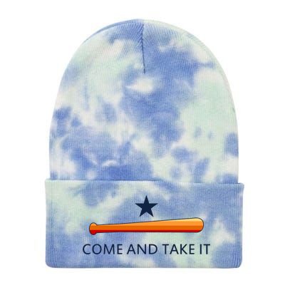 Come and Take It Houston Vintage Baseball Bat Flag Tie Dye 12in Knit Beanie