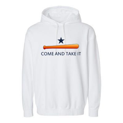 Come and Take It Houston Vintage Baseball Bat Flag Garment-Dyed Fleece Hoodie