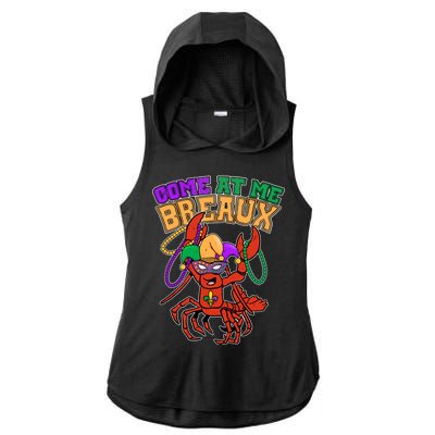 Come At Me Breaux Mardi Gras Crawfish Ladies PosiCharge Tri-Blend Wicking Draft Hoodie Tank