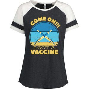 Come On I Got A Vaccine Enza Ladies Jersey Colorblock Tee